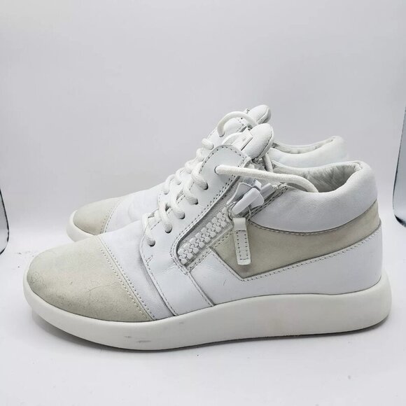 Giuseppe Zanotti Runner Sneakers womens 5.5 White Leather Shoes Made in Italy - Picture 6 of 6